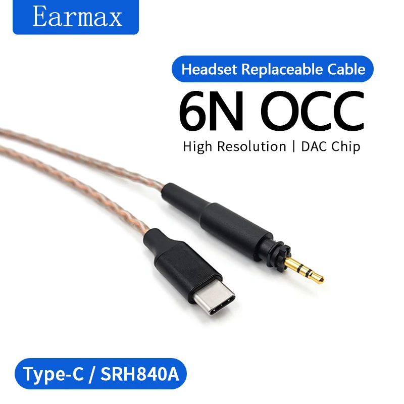 For Philips SRH840A SRH440A SRH440 SRH540 SRH840 SRH940 SHP9000 SHP8900 SHP895 Earphone Replaceable TYPE-C to SRH840A Cable