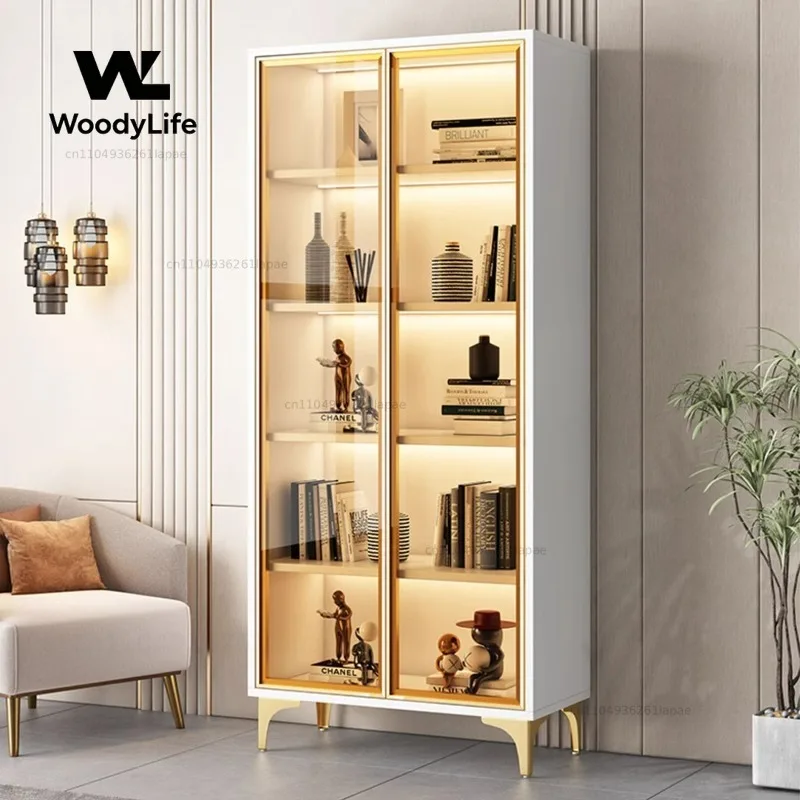 Shelves Nordic Glass Door Bookshelf Storage Shelves Organizers Cabinet Bedroom Bookcase Children's Library Home Furniture
