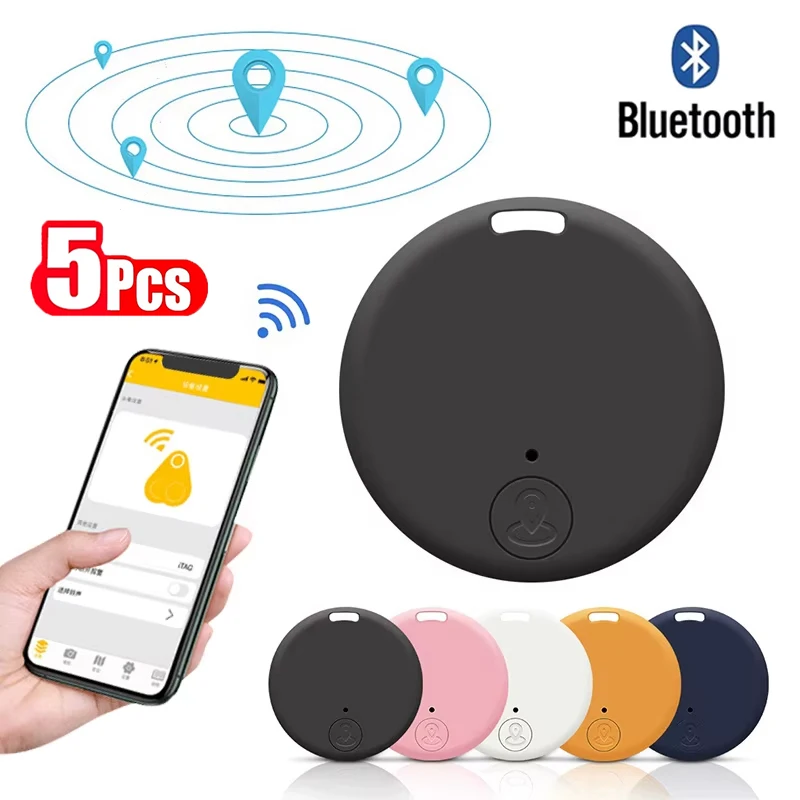 5pcs Mini Fashion Smart Dog Cat Pets Bluetooth 4.0 GPS Tracker Anti-lost Alarm Tag Wireless Child Bag Wallet Key Finder Locator