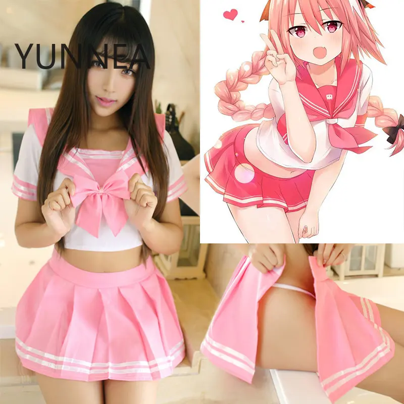 

Fate/Grand Order Fate Apocrypha Rider Astolfo Cosplay JK School Uniform Sailor Suit Women Fancy Outfit Anime Halloween Costume