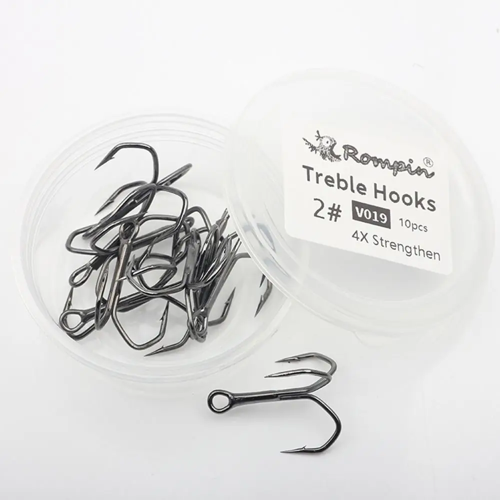 10Pcs  New anti-rust  Ahite Nickel  Super Sharp Fishhooks Treble Fishing Hooks  High Carbon Steel Matte Tin Hooks Fishing Tackle