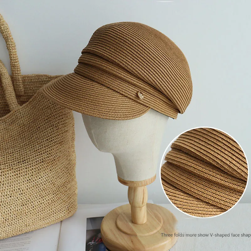 Boinas de diseñador japonés para mujer, sombrero de paja de moda informal, sombreado, protección solar, sombrero para el sol, Newsboy gorra Retro,