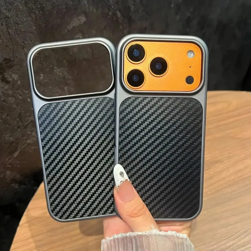 Luxuriöse Carbonfaser-Textur Hart-PC-Hülle für Magsafe für iPhone 17 Pro 16 15 14 13 18 Pro Max Magnetische Stoßfeste Panzerhülle