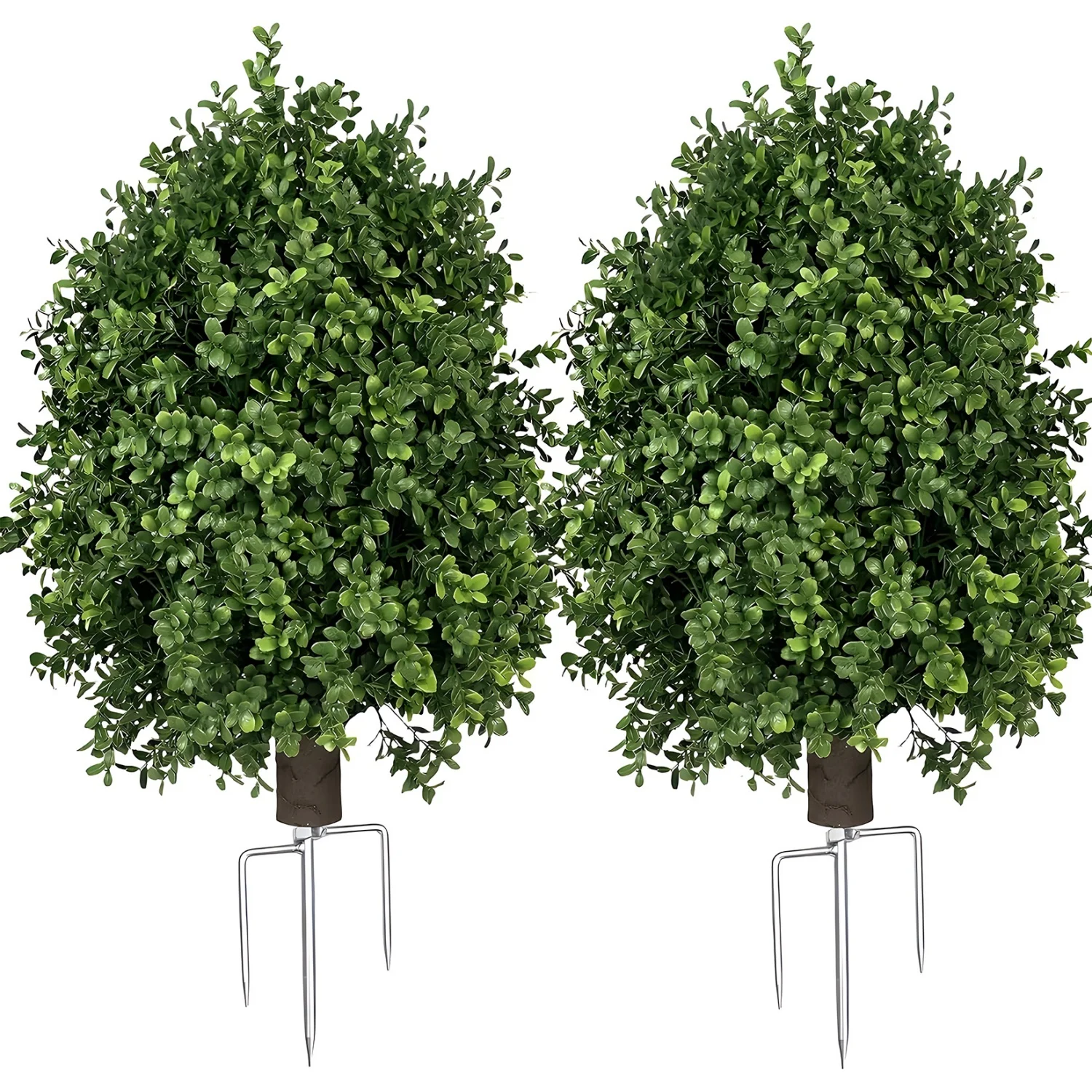 

27 Inch Artificial Boxwood Shrub 2-Pack, UV Protected Outdoor Faux Shrub with Ground Stake, 14" Diameter Low Maintenance Greenery for Yard, Patio, Porch, Garden and Christmas Decoration