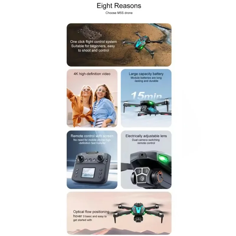 Zangão sem escova com câmera hd 8k, prevenção inteligente de obstáculos, rolo 360, posicionamento de fluxo óptico, aeronave rc, quadricóptero, brinquedos