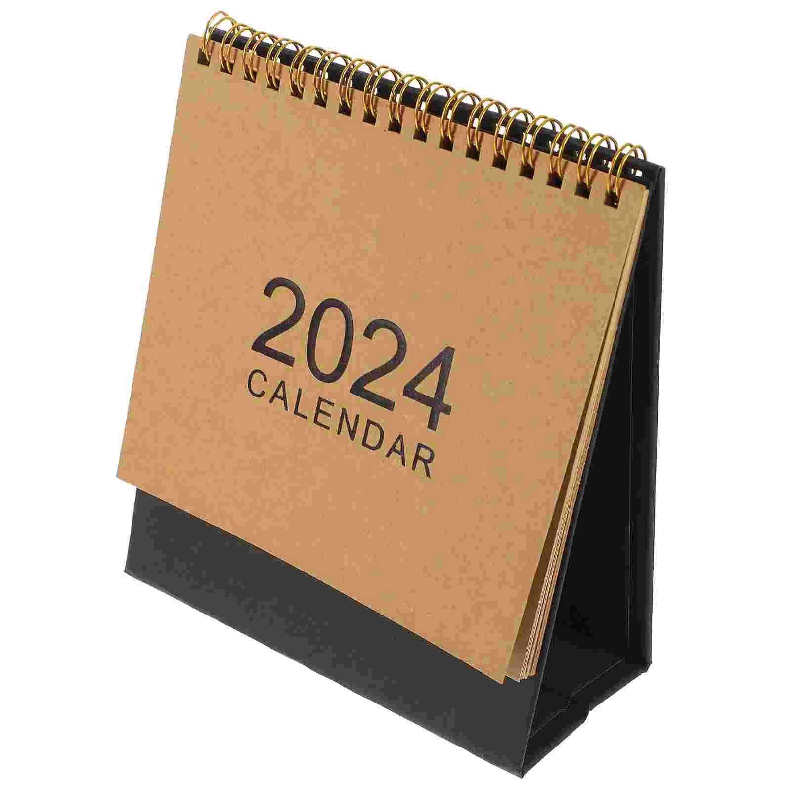 

Delicate 2024 Calendar Convenient Desktop Vintage Simple Style Paper Ornament Standing