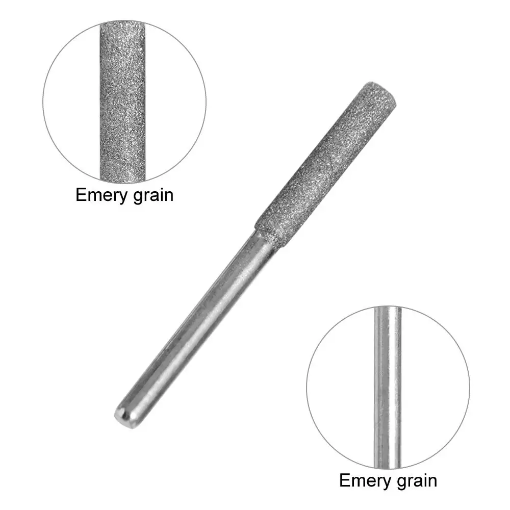 5pcs 4/4.8/5.5mm Diamond Coated Chainsaw Sharpener Stone Polishing Cylindrical Burr Chainsaw File Silver Gold Saw Sharpening