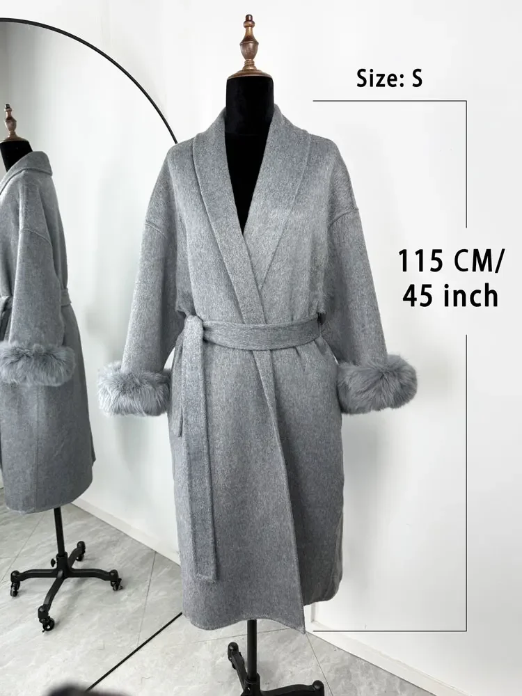 Tossy Fox Pelz-Wollmantel Damen Kurzmantel Büro-Dame Eleganter Doppelseitiger Wollmantel 2025 Neue Strickjacken Lose Wolle – Detail 3