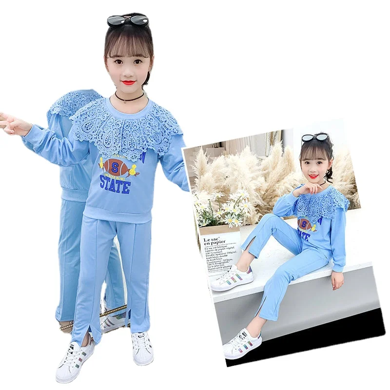 

Girls' Suit New Girls' Style Big Kids' Fashionable Spring and Autumn Children's Fashion Two-piece Sport Suit 4-12 Ages