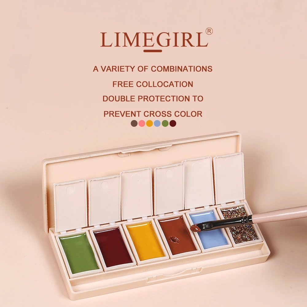 Limegirl esmalte em gel sólido de 6 cores para iniciantes, paleta de 24g, gel arco-íris com pincel para manicure, salão de arte e presente para casa