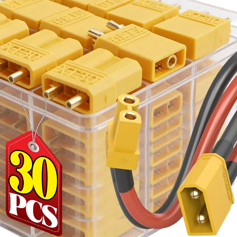 XT30/XT30U/MR30 Plugs Male Female Connector Copper Bullet Wire Connector Welding Terminal Power Plugs for Battery Charge Adapter