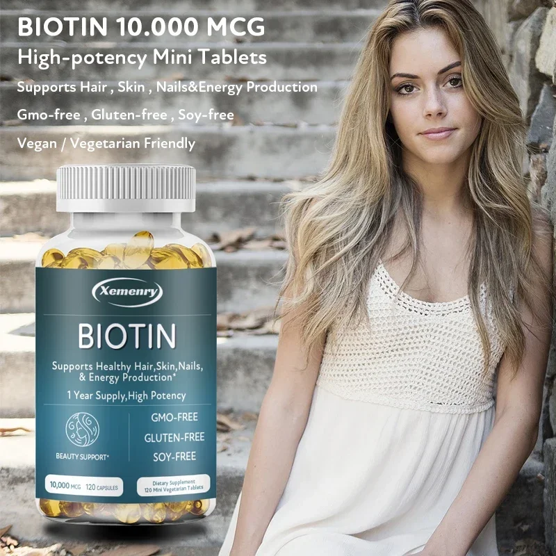 Biotin Capsule Supplement 10000 Mg - Beautiful Hair, Skin and Nails, Dietary Supplement