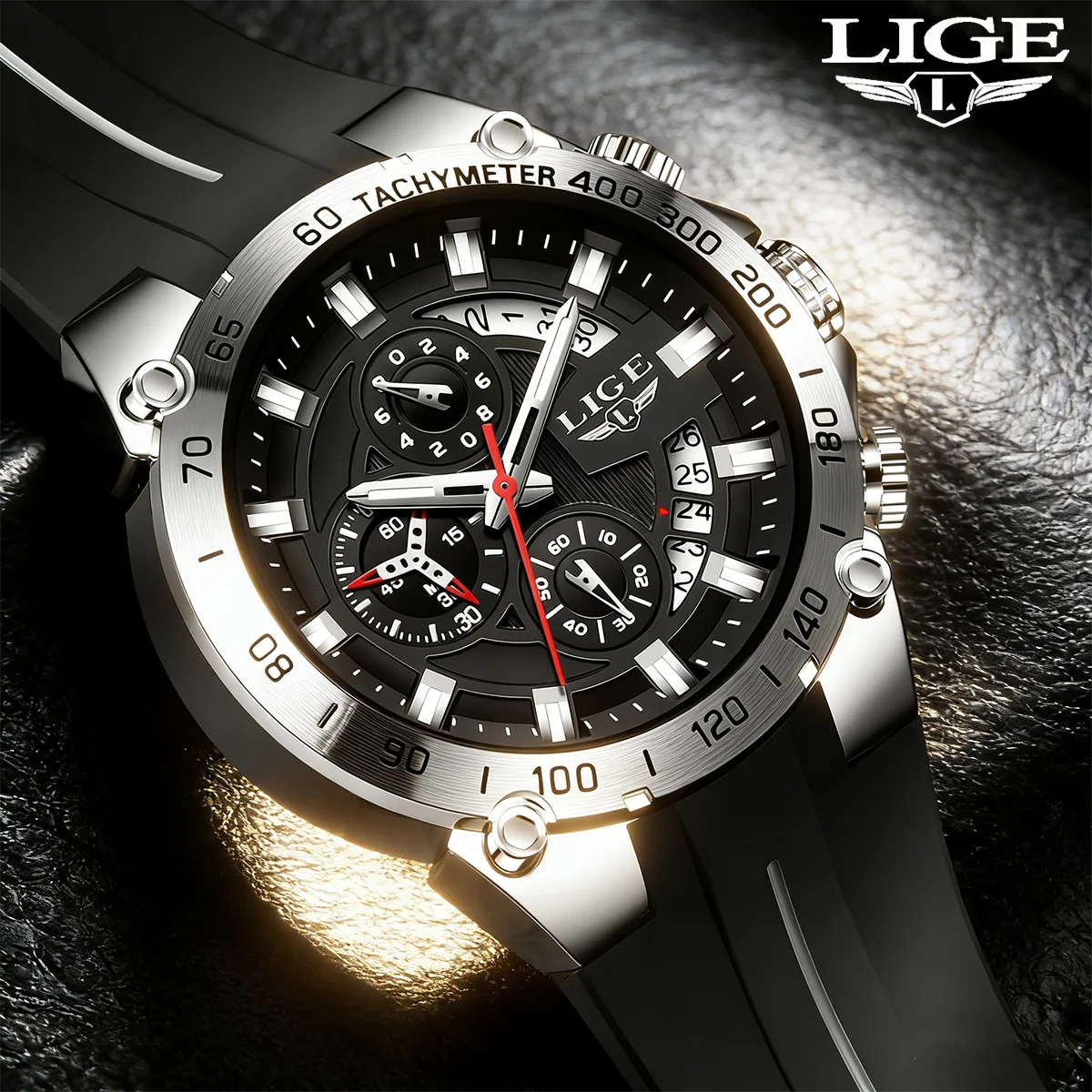 

LIGE Military Watch Sport Calendar Fashion Men's Quartz Wristwatch Luxury Luminous Waterproof Silicone Man Watch Business Clock
