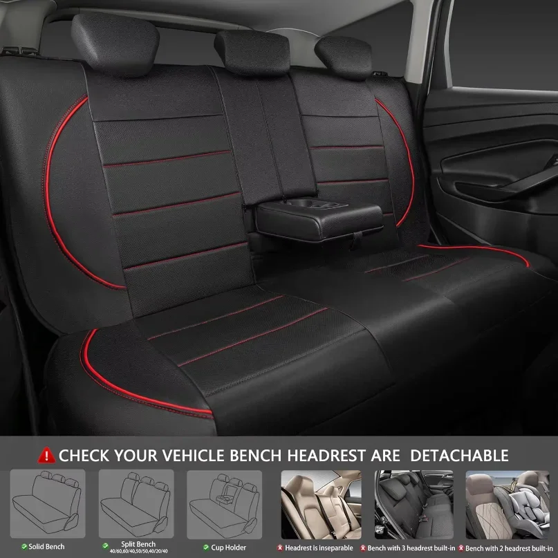 Fundas Universales de Cuero para Asientos de Coche, Rojas, Simples, Impermeables, para 5 Asientos