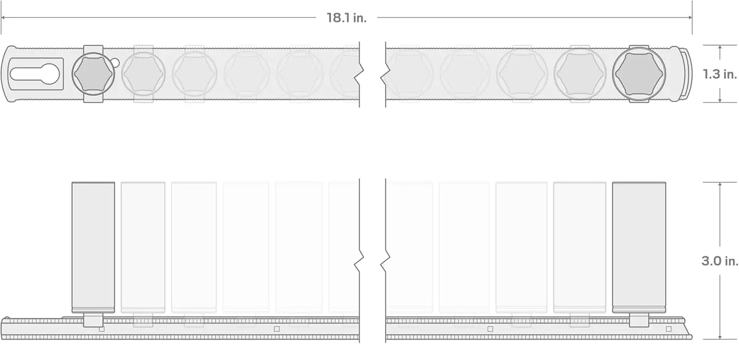 Inch Drive Deep 6-Point Socket Set with Rail, 19-Piece (6-24 mm) | SHD91114