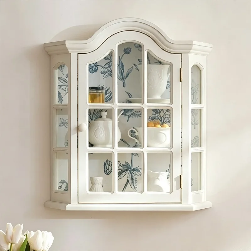 Retro Decorative Shelves Home Decor Storage Cabinet Wall Mounted Organizer Stand Elegant Room Desktop Ornaments Display Cabinet