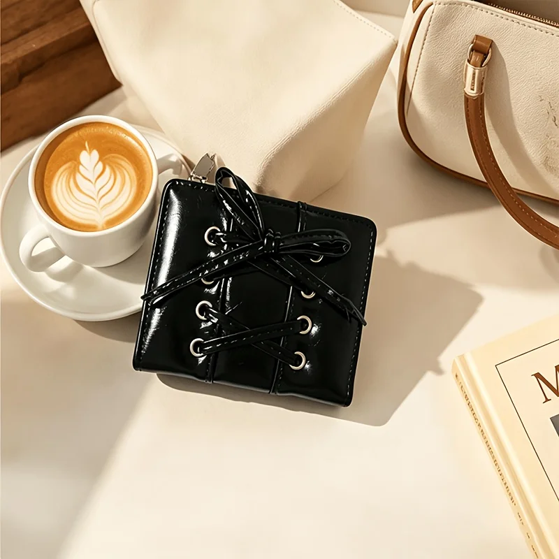 New Bow Lace-up Women's Wallet, Korean Bifold Large Capacity Purse, Minimalist Versatile Portable Wallet