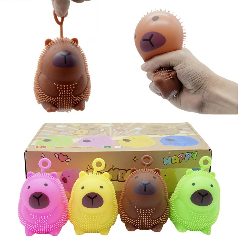 الكرتون كابيبارا ضغط الكرة قرصة مضحك لطيف الحيوان شائك الكرة متوهجة الحسية اسفنجي تململ الإجهاد الإغاثة مضحك الهدايا