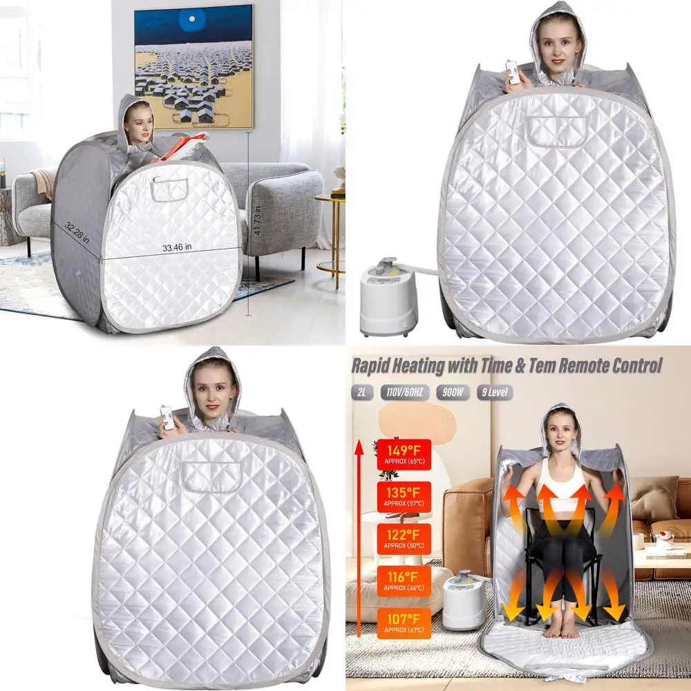 

Портативный домашний спа-набор для одного человека, паровая палатка для всего тела с парогенератором 2 л и пультом ДУ, для детоксикации, вилка стандарта США - серый