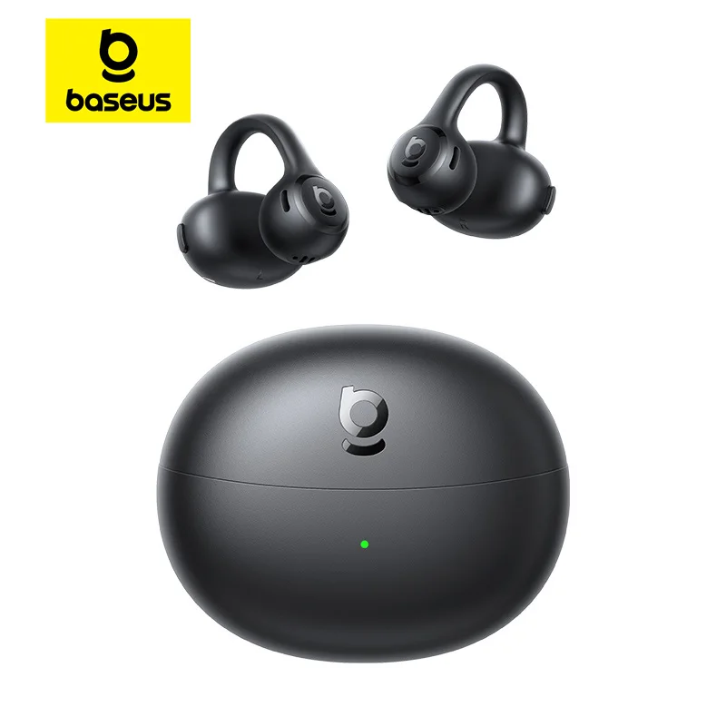 Baseus Bass BC1 Lite Open Ear Earbuds Clip-On Headphones Open-Ring Comfort with 2-Mic Clear Calls, IP55 Waterproof, 45H Playtime