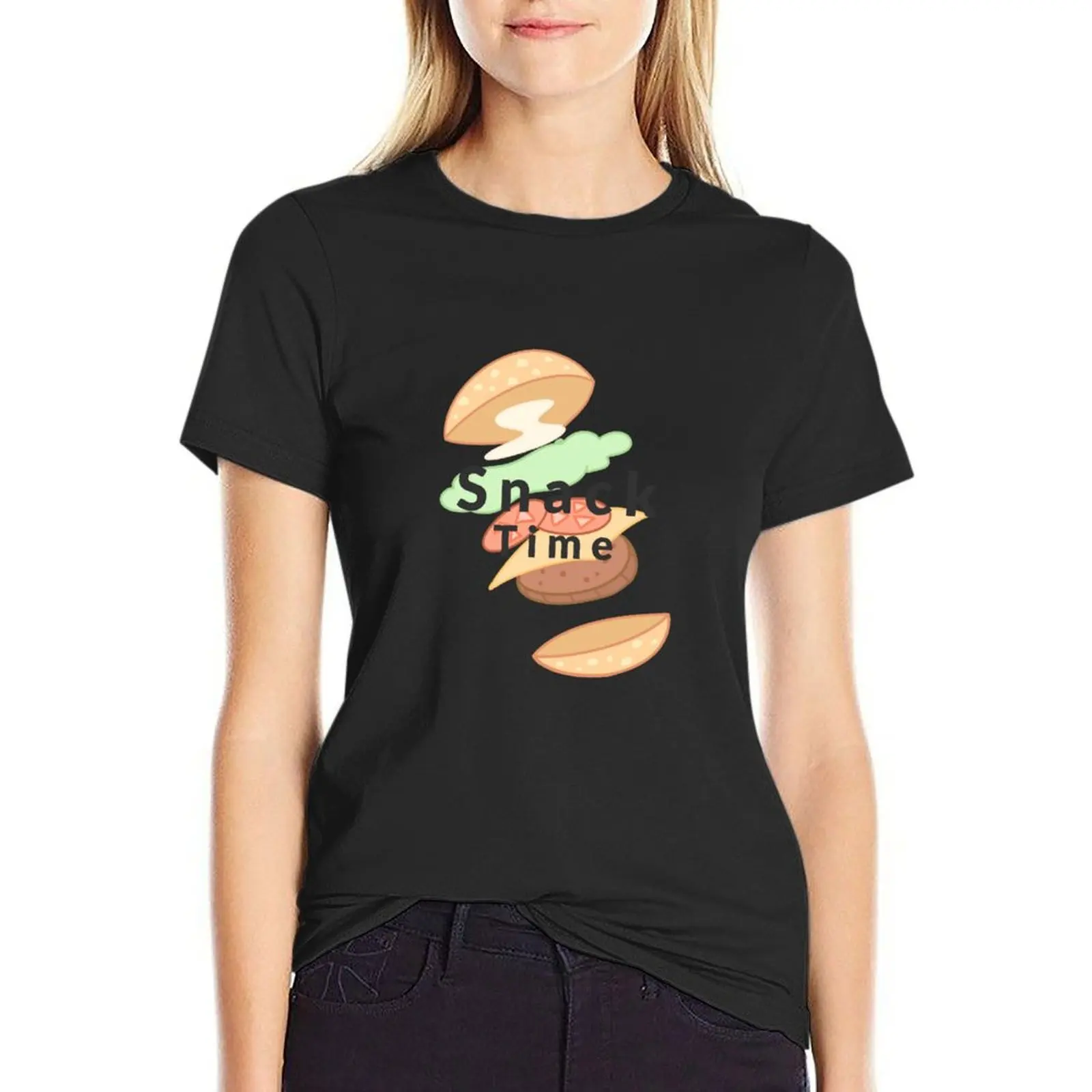 

Snack Time T-Shirt blacks graphics animal prinfor Short sleeve tee white t shirts for Women