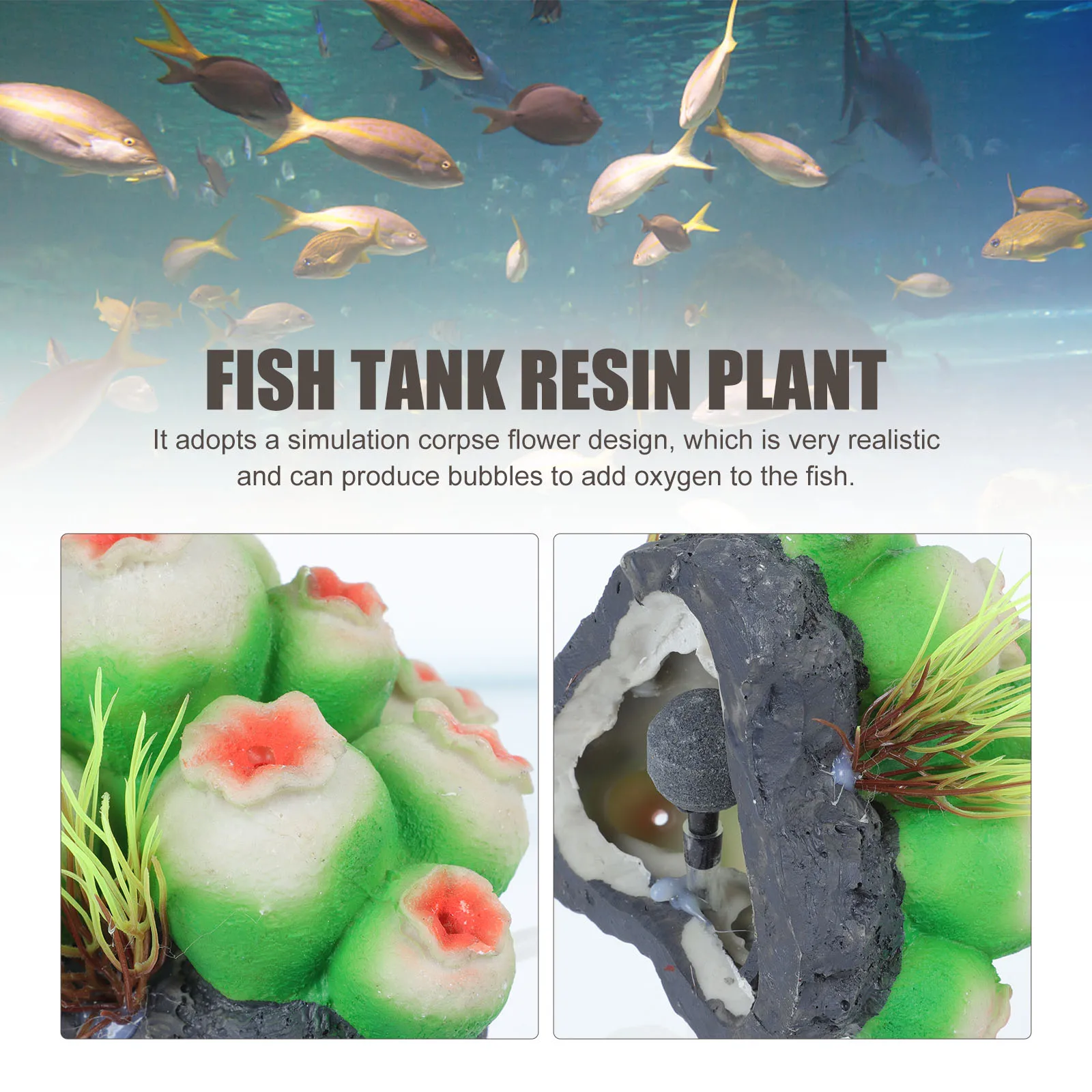

1 pc Aquarium Resin Corpse Flower Decoration Bubbling Aeration Device Fish Tank Oxygen Pump Realistic Simulation Plant Spitting