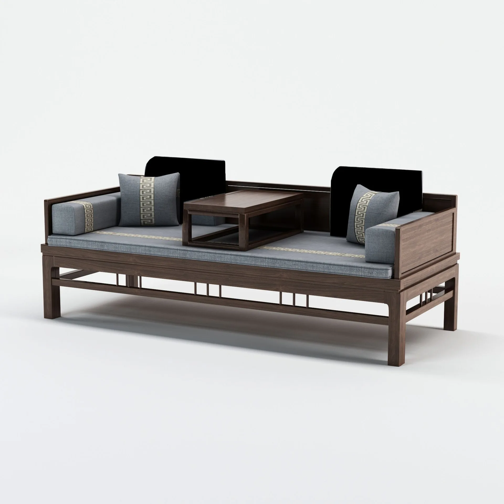For Living Room Balcony New Chinese Song Style Solid Wood Elm Bed Sofa Bed Furniture One Piece