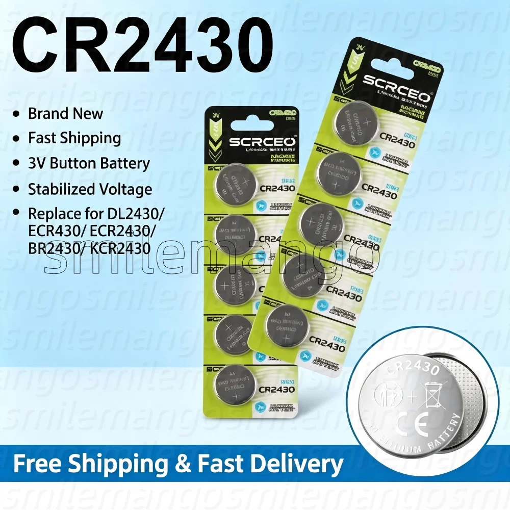 CR2430 3V Lithium Battery Button Coin Cell DL2430 BR2430 ECR2430 For Car Key Remote Watch Toys Calculator 5-100PCS Batteries