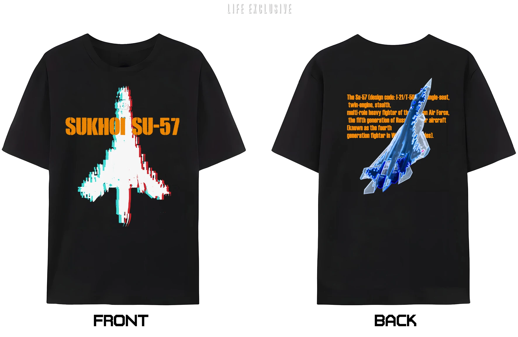 LE Warplane Tshirt Mens Y2K Harajuku Sukhoi Su-57 T Shirts 100% Cotton Men Shirt Short Sleeve Tops