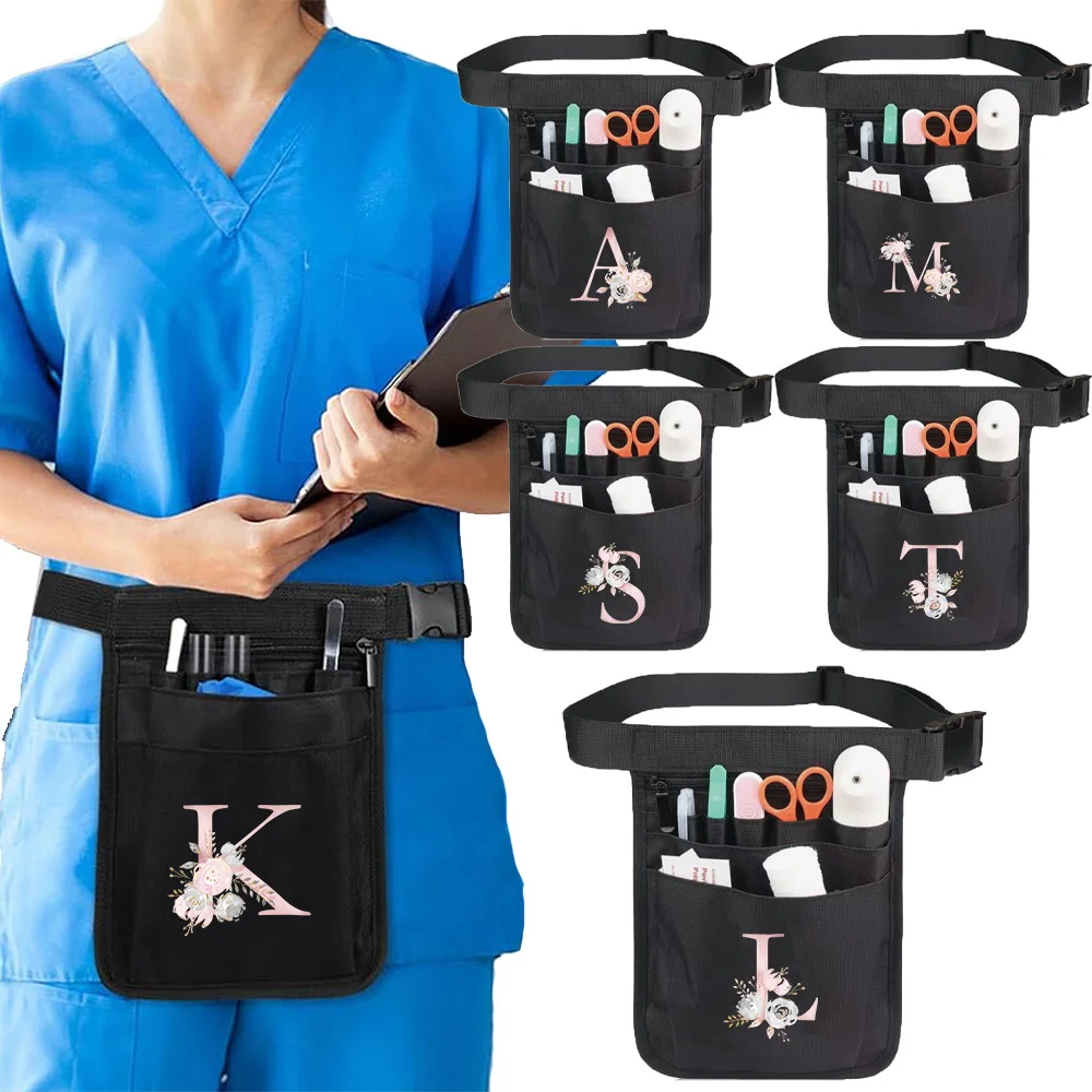 

Unisex Waist Bag Workout Traveling Running Wallets Waist Pack Bag Sport Accessories Pink Flower Letter Pattern Nurse Waist Bags