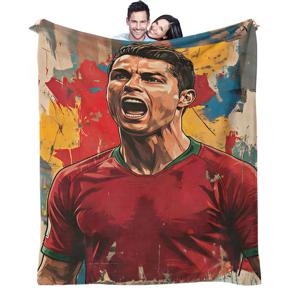 Flannel Blanket Throw Blanket Warm Gift Blanket Soft Digital Print Football Jersey Design for Sofa Bed