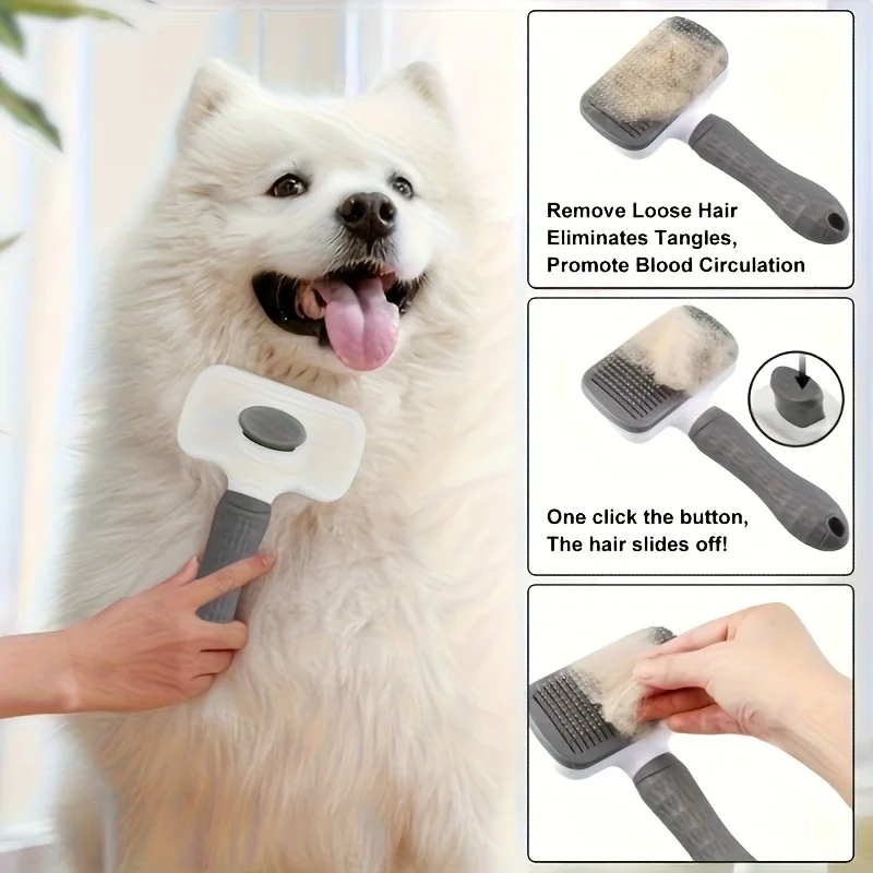 

Self-Cleaning Pet Grooming Brush for Dogs & Cats, One-Click Hair Removal, Summer Shedding Control Tool for Long/Short Fur Pets