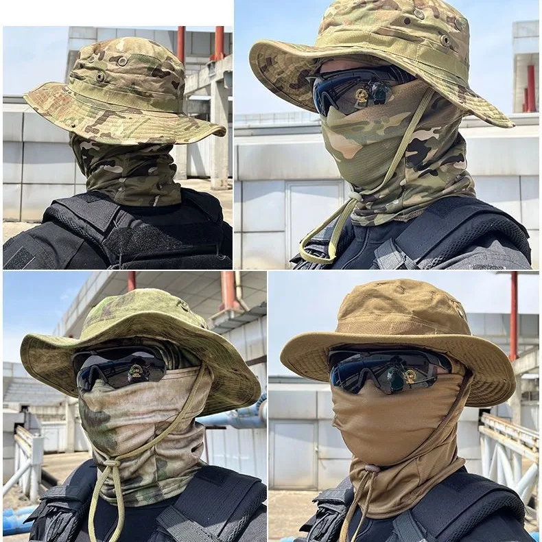 

Fishing Cap Full Face Mask Set Men Summer Snapback Sun Hat Outdoor Hunting Camouflage Balaclava fishing hats for men