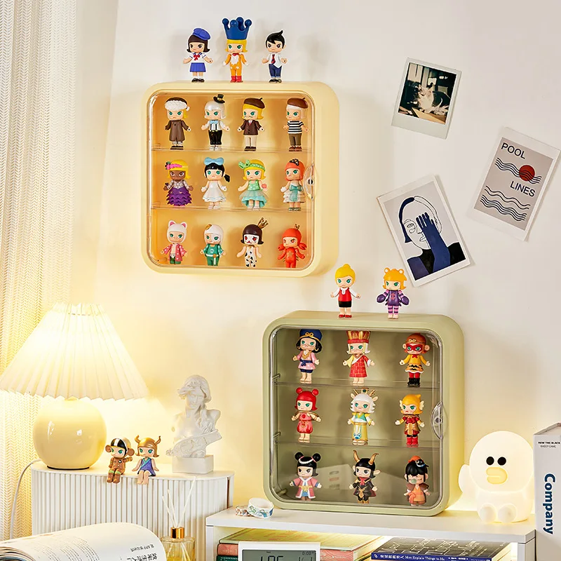 

Wall mounted Doll Bubble Mart Handmade Storage Display Stand, Dustproof Doll Blind Box Storage Box, Home Furnishings Storage Box