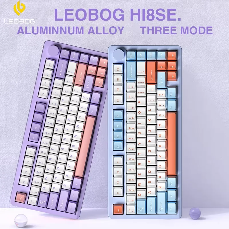 LEOBOG Hi8SE 개스킷 무선 기계식 키보드, 알루미늄 합금, 3 가지 모드, 3/5 핀, RGB 백라이트, 맞춤형 핫 스왑 게이머 키보드