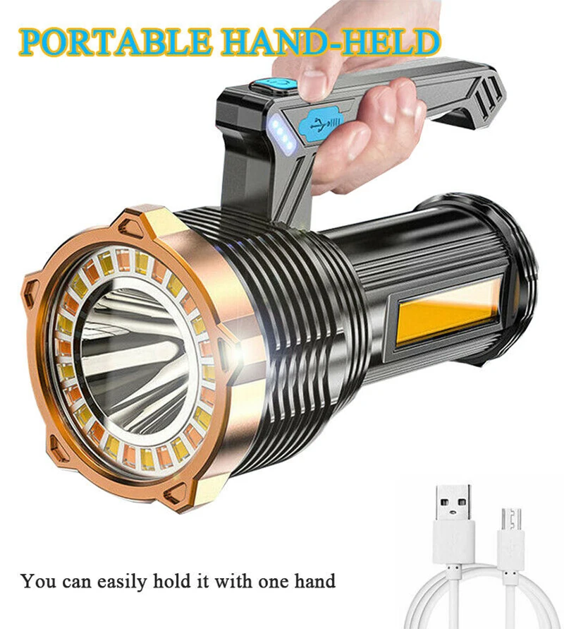 High Powered 12000000lm Led Flashlight Super Bright Torch Usb Rechargeable Lamp Portable Hand Held Outdoor Lighting