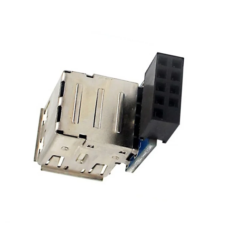 Carte mère noire à 9 broches pour touristes, connecteur USB 2.0, 2 ports USB 2.0, adaptateur d'en-tête interne femelle, nouveau, 1 pièce