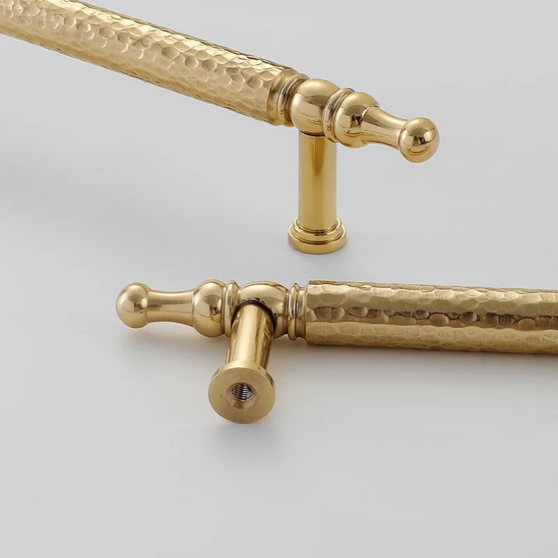 Brass Handmade Hammer Pattern Kitchen Cabinet And Storage Handles Wardrobe Door Pulls Closet Drawer Knobs Solid Furniture Pulls