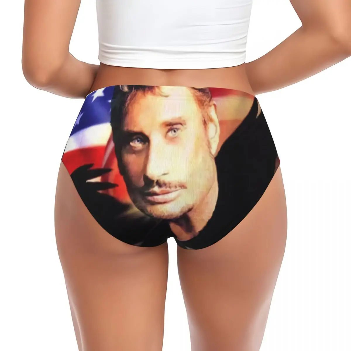 Custom Johnny Hallyday Brief Panties Women's Breathable Stretch Singer French France Underwear Valentine's Day Gifts Underpants