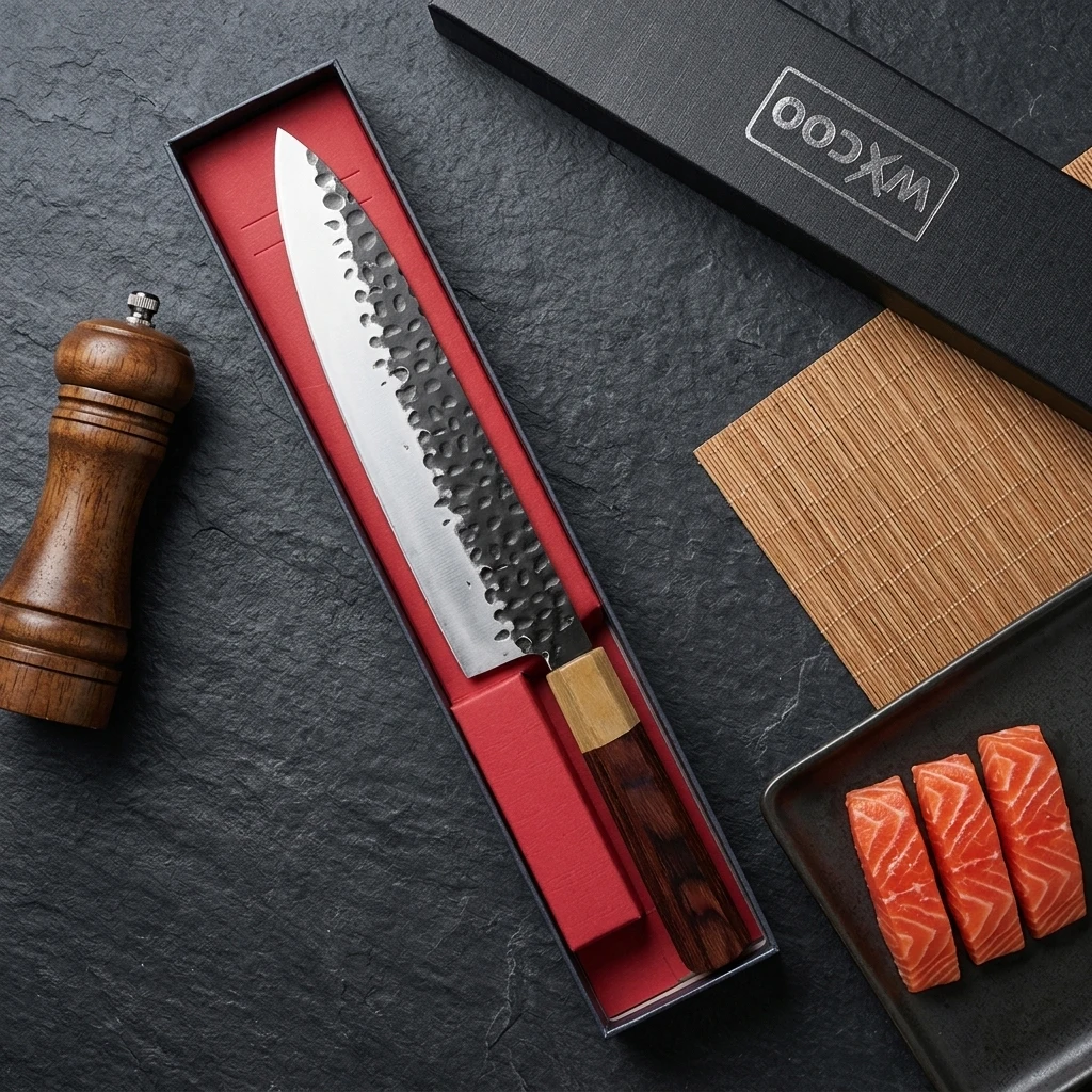 WXCOO Kochmesser Japanisches Santoku-Messer Edelstahl Fleisch- und Gemüsemesser Küchenkochwerkzeug Gehämmert