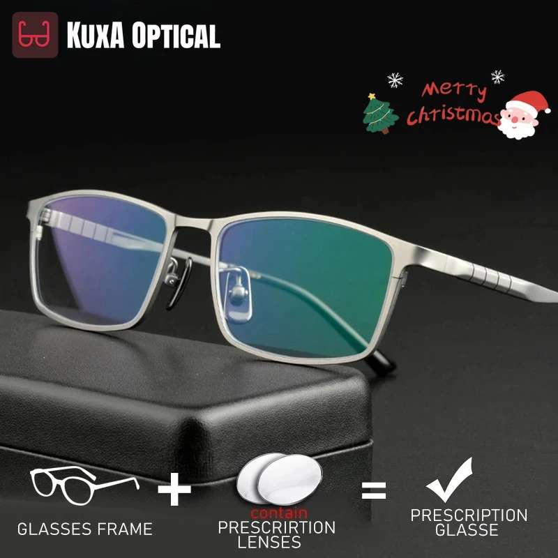 

KUXA мужские оптические очки в оправе из чистого титана для близорукости и дальнозоркости, линзы по рецепту, прогрессивное зрение, дальность чтения, очки Sp