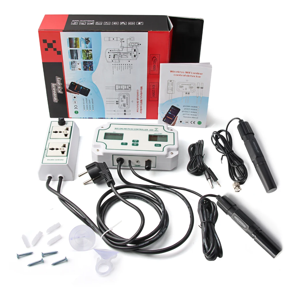 Yieryi WIFI Online PH EC Medidor Condutividade Temp Água Qualidade Tester Controller para Aquarium Soilless Cultivo Hidroponia