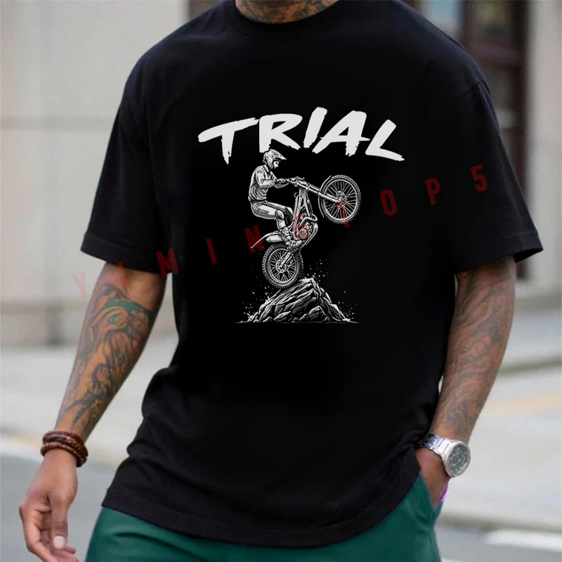 Camiseta de algodón para motocross Trial Extreme Moto Acrobatic Motorsport, camisetas informales de manga corta con cuello redondo para hombre, camisetas de verano