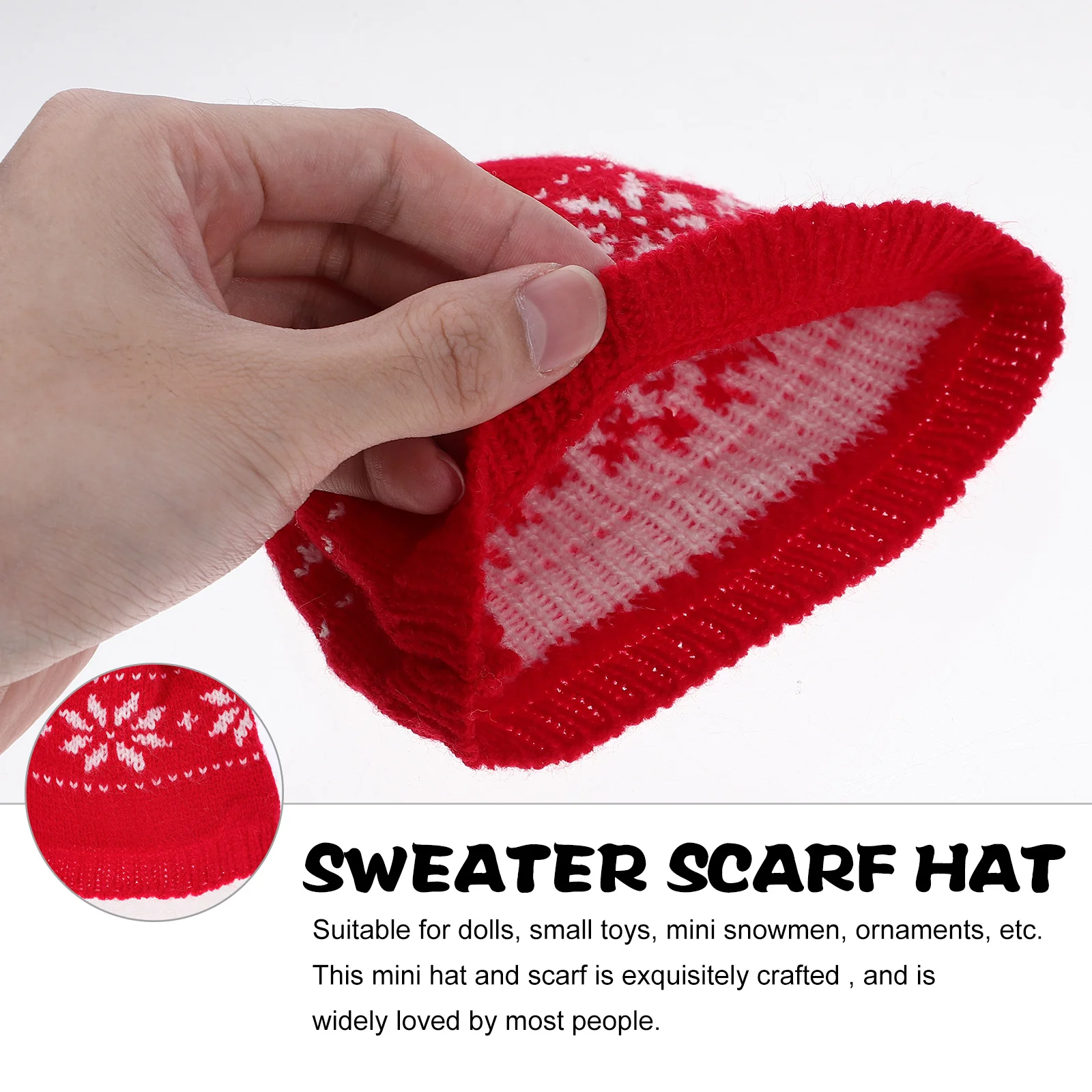 1 مجموعة قبعة ثلج صغيرة ووشاح عيد الميلاد محبوك ملحق طويلة الأمد عيد الميلاد زخرفة غطاء الزخرفية قبعة صغيرة محبوكة