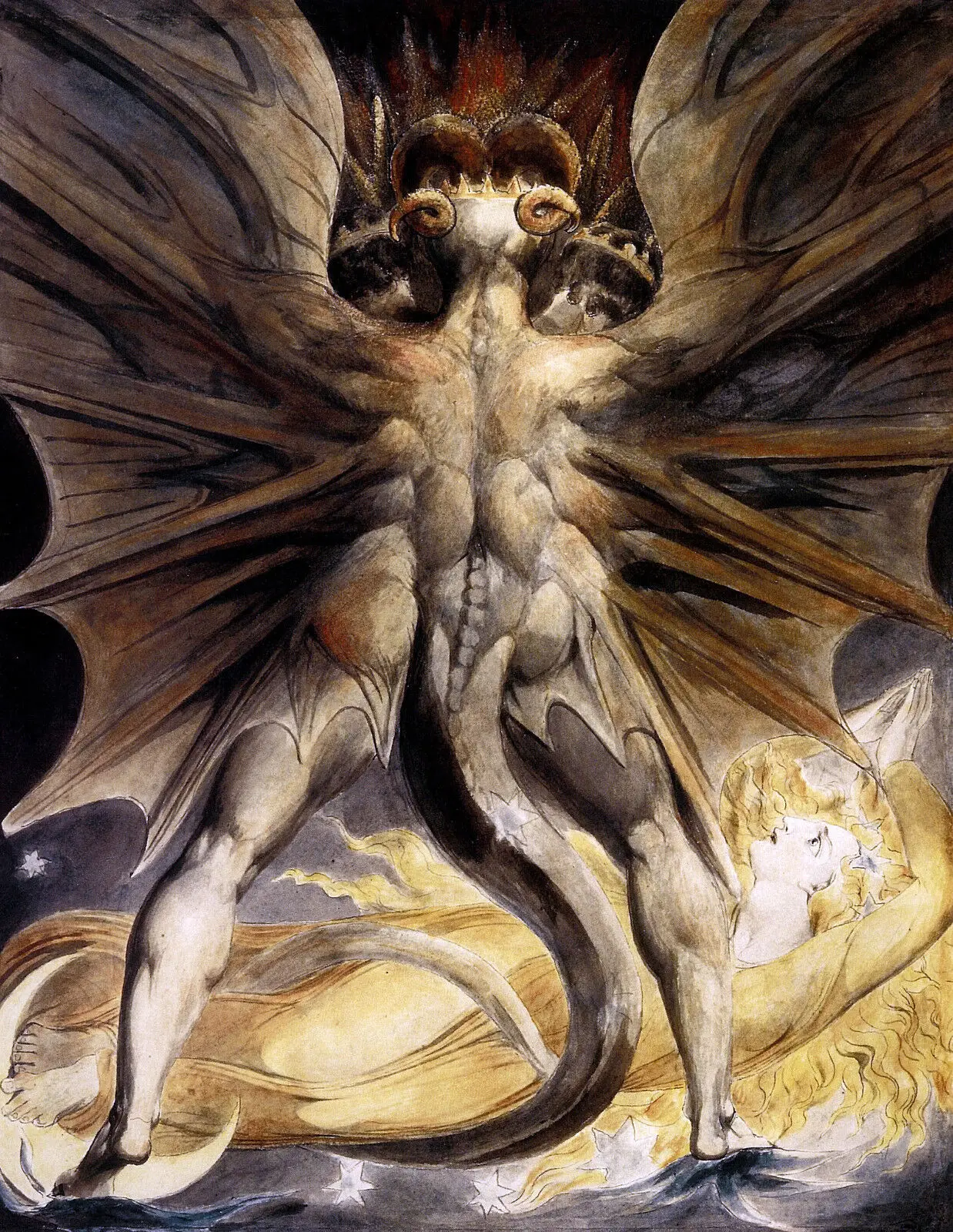 Matrimonio del cielo y el infierno - William Blake 1805 Imagen artística impresa póster de seda decoración de pared del hogar