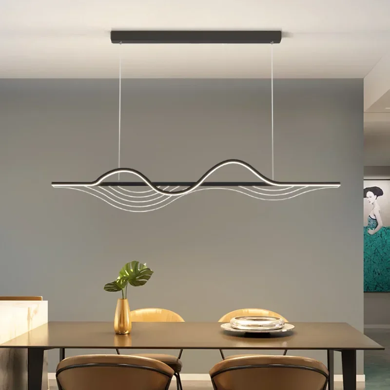 Nordic Wave Led Pendant Lights Acrylic Dimmable for Living Dining Table Room Kitchen Island Home Decor Art Lusters Luminaire