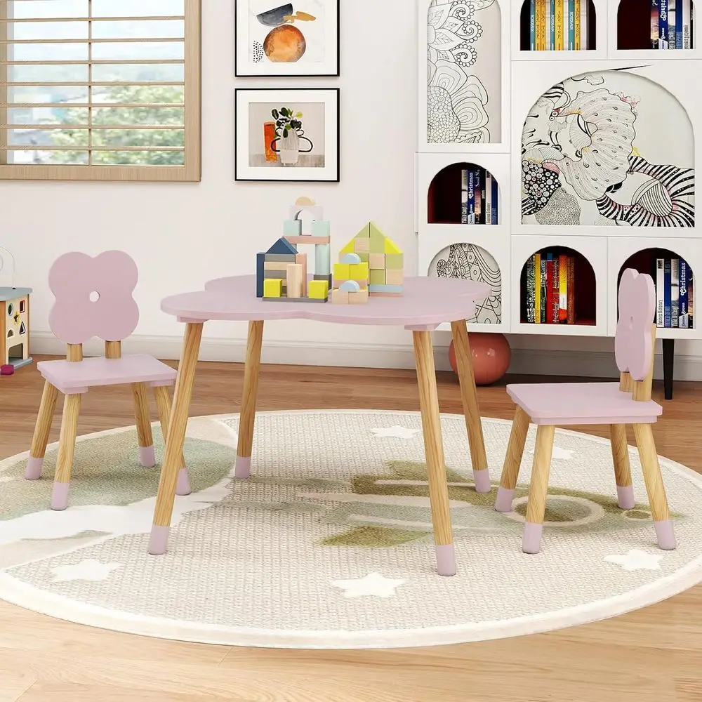 Kids Table and Chairs, Wooden Toddler Desk Set or Play, Art, Crat, Reading, Learning and Eating, Multi-Activity Table and Chairs