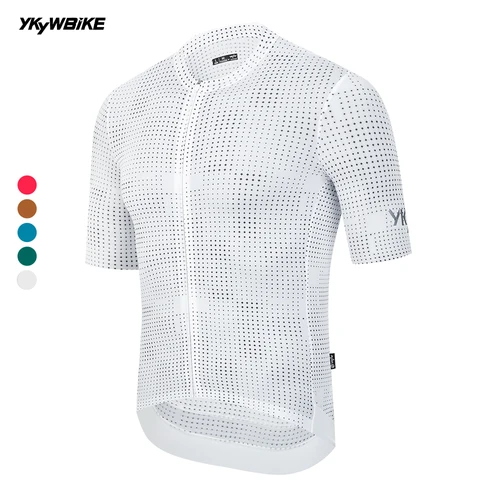 Imagen 2 del producto YKYWBIKE-Camiseta de ciclismo para hombre, camiseta de manga corta sin costuras a la moda para bicicleta de carretera SPF 50+, ropa de ciclismo de verano para MTB