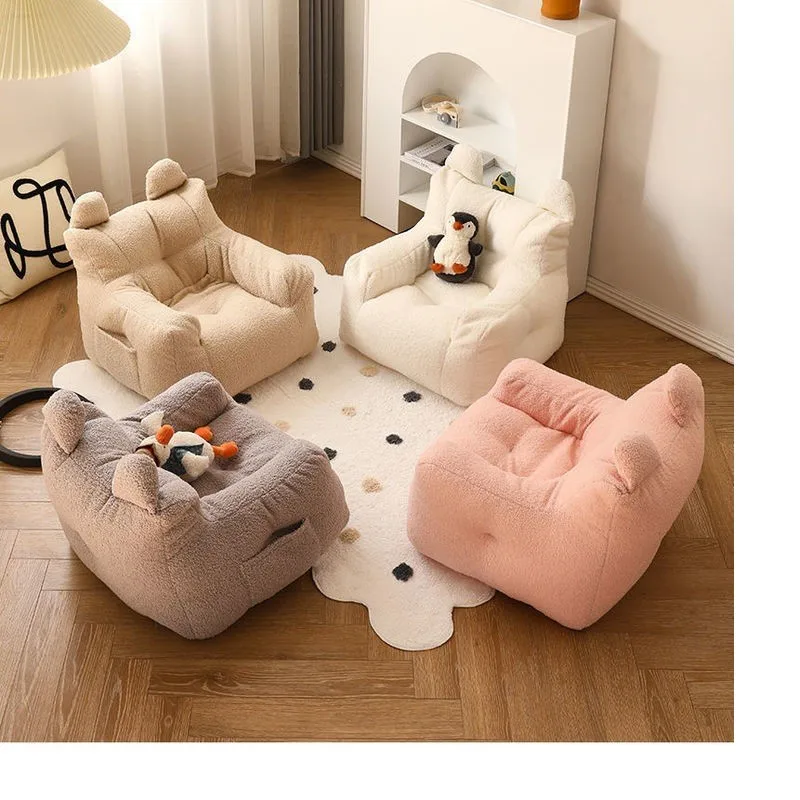 Cute Lazy Sofa Cute Cartoon Children's Sofa Kids Mini Bean Bag Lamb Velvet Seat Reading Men And Women Simple Sofa Kids Furniture