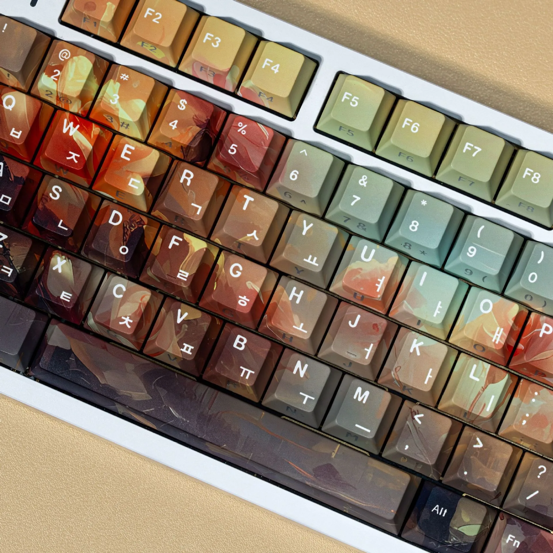 Korean Spanish French Japanese Russian Rose Keycaps Cherry Profile PBT Keycap For Mechanical Keyboard ISO Side Print Key Caps